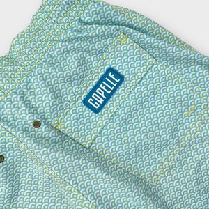 Capelle Swim Shorts Mens Extra Small Geometric Aqua Stretch Trunks 4" Inseam